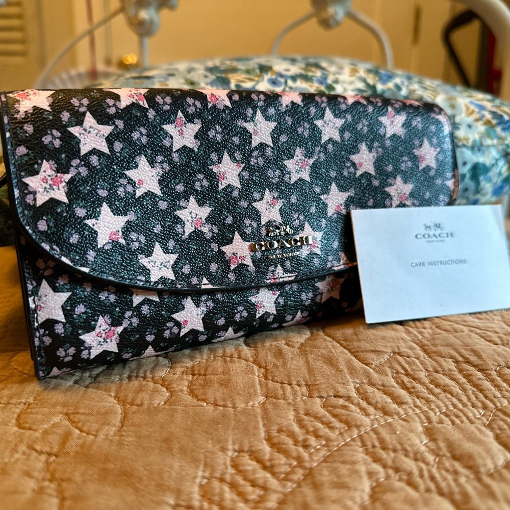 Coach Starry Night Black and Pink Clutch